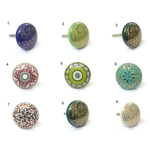 Perillas de cerámica doradas hechas a mano, herrajes decorativos para gabinetes (juego de 10)