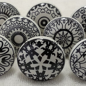 Black & White Ceramic Knobs Kitchen Cabinet Drawer Knobs Hardware Knobs Handmade Knobs Cabinet Knobs Ceramic Door Knobs