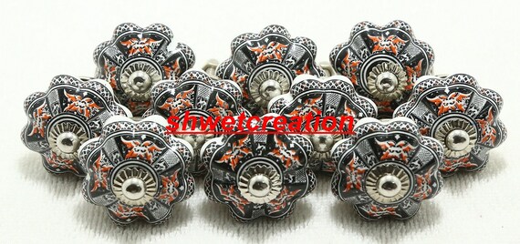 Blue Black Ceramic Door Knobs Pumpkin Knobs Handpainted Kitchen Cabinet Drawer Knobs Hardware Knobs Drawer Handles Decorative Ceramic Knob