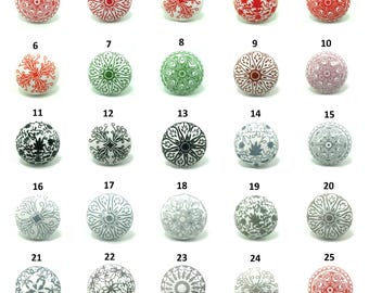 Tiradores de cerámica para armarios – Tiradores florales vintage para cajones – Tiradores decorativos para armarios de cocina – Tiradores de muebles estilo bohemio