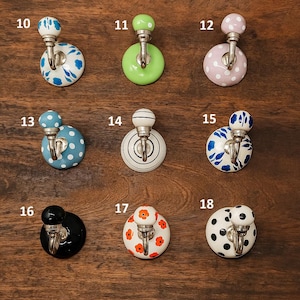 Hand-Painted Ceramic Wall Hooks – Boho Decorative Knobs