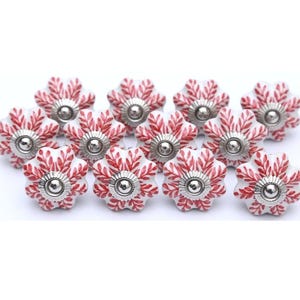 Red Floral Ceramic Knob, Handmade Cabinet Drawer Pull
