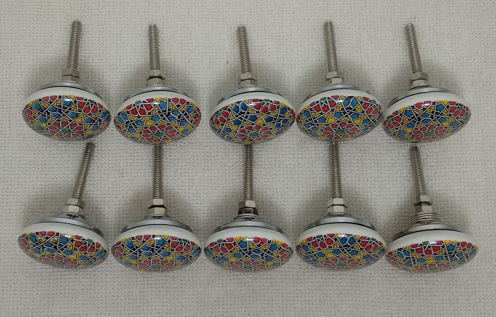 Mehrfarbige flache Keramik Knäufe Handgemachte Knäufe | Etsy