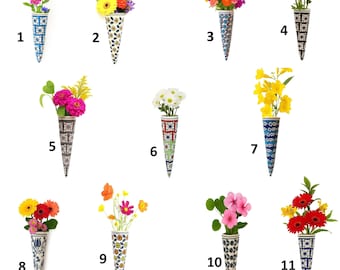 Hand Painted Ceramic Wall Planter – Boho Cone Vase, 10 Inch