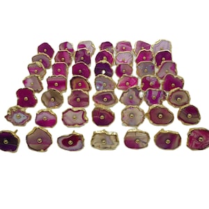 Tiradores de ágata rosa con detalles de latón para cajón de gabinete imagen 3