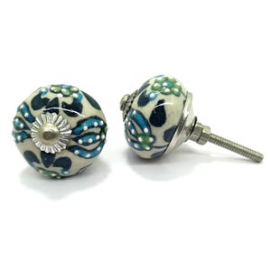 Handpainted Ceramic Knobs, Multicolor Floral Cabinet Hardware