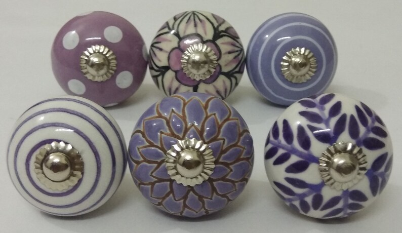 Purple Mix Ceramic Knobs Kitchen Cabinet Drawer Knobs | Etsy
