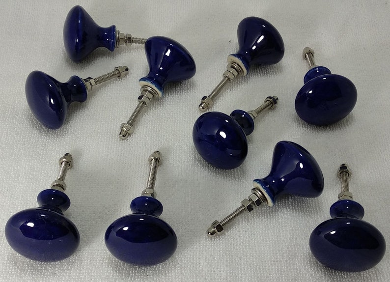 Nevy Blue Color Vintage Ceramic Knobs Kitchen Knobs Etsy