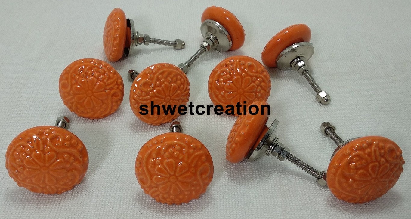 Orange Vintage Look Keramik Knöpfe Keramik TürKnöpfe Küche | Etsy