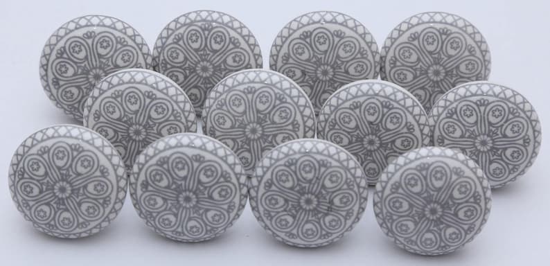 Grey And White Ceramic Knobs Ceramic Door Knobs Kitchen Cabinet Knobs Drawer Knobs Cupboard Knobs Drawer Knobs Cabinet knobs Gray