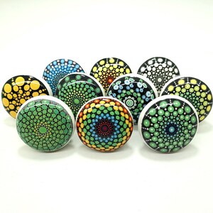 Ręcznie robione wielokolorowe ceramiczne gałki do szafek, średnica 1,5" zdjęcie 2