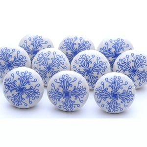 Blue & White Ceramic Door Knobs Handmade Knobs Kitchen Cabinet Drawer Puller Pulls