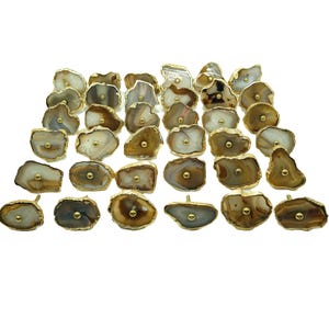 Pomo de ágata para gabinete con borde de latón - Tirador de cajón de piedra natural imagen 3