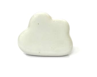 White Cloud Ceramic Knob, Hand-painted Cabinet Hardware