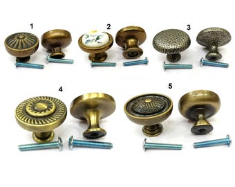 Golden Brass Knobs - Decorative Drawer & Cabinet Hardware