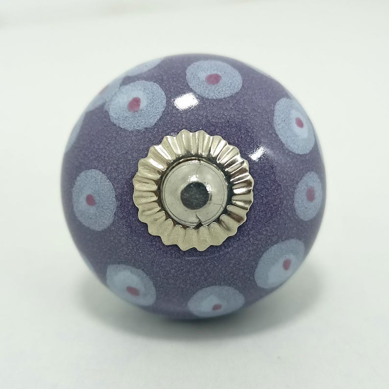 Handbemalte Lila Keramik Knäufe, Küchenschrank Hardware Bild 2