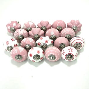 Hand-Painted Pink Ceramic Knobs, Decorative Cabinet Hardware image 4