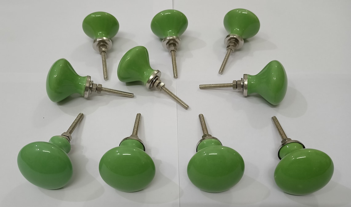 Green Color Vintage Ceramic Knobs Kitchen Cabinet Knobs Drawer - Etsy
