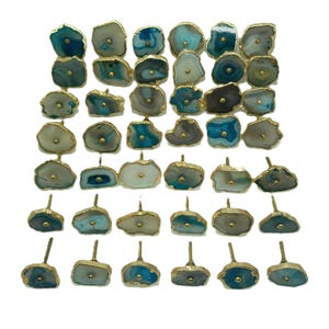 Blue Agate Drawer Knob, Brass Hardware, Natural Stone Pull image 2