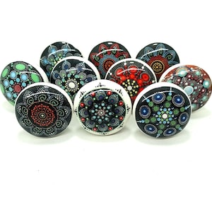 Ręcznie robione wielokolorowe ceramiczne gałki, dekoracyjny wzór mandali zdjęcie 1