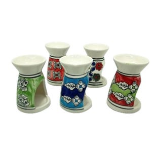 Handmålad keramisk oljebrännare, blommig aromaterapidiffusor