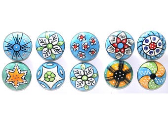 Himmelblau Farbe Keramik Knäufe Schublade Knäufe mit verschiedenen Design & Chrome Hardware Keramik Blau