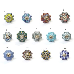 Handpainted Ceramic Flower Knob - Decorative Cabinet Hardware