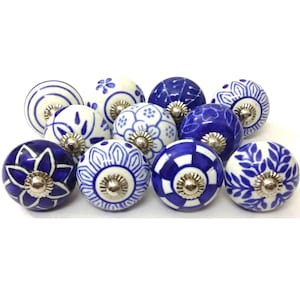Blue and White Ceramic Knobs Handpainted Kitchen Cabinet Knobs Hardware Cabinet Knobs Drawer Knobs Ceramic Door knobs