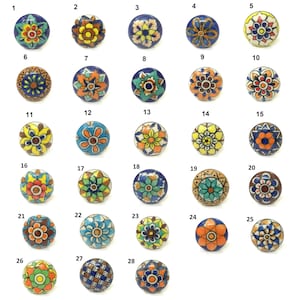 Hand-Painted Multicolor Ceramic Knobs, Decorative Drawer Hardware
