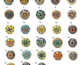Perillas de cerámica multicolor pintadas a mano, herrajes decorativos para cajones