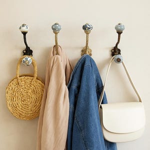 Vintage Ceramic Floral Wall Hooks Set | Decorative Coat Hangers