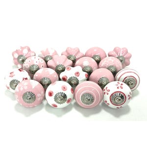 Hand-Painted Pink Ceramic Knobs, Decorative Cabinet Hardware image 2