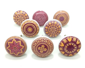 Perillas de cerámica hechas a mano: herrajes decorativos multicolores