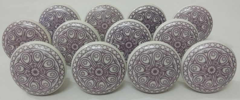 Grey And White Ceramic Knobs Ceramic Door Knobs Kitchen Cabinet Knobs Drawer Knobs Cupboard Knobs Drawer Knobs Cabinet knobs Purple