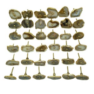 Pomo de ágata para gabinete con borde de latón - Tirador de cajón de piedra natural imagen 5