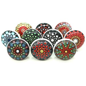 Handmade Multi Color Ceramic Cabinet Knobs, Decorative Hardware image 1