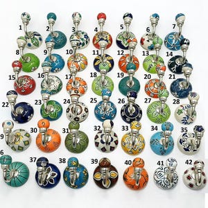 Handpainted Ceramic Wall Hooks, Colorful Decorative Hangers
