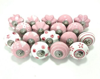 手描きのピンクのセラミックノブ、装飾キャビネット金具