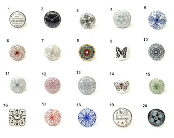 Bouton de meuble en céramique fait main, Poignée de tiroir décorative, Multicolore