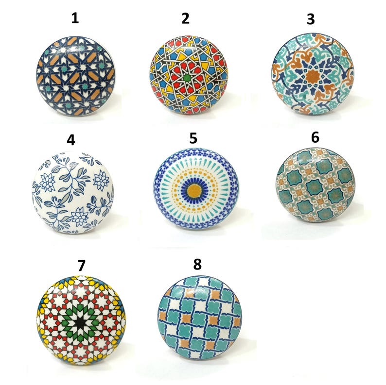 Ręcznie robione wielokolorowe ceramiczne gałki, geometryczne okucia meblowe zdjęcie 1