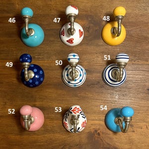 Ceramic Knob Wall Hooks | Mixed Pattern Hook Set | Entryway, Bathroom & Kitchen Decor