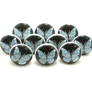 Bouton de meuble papillon fait main en céramique, multicolore