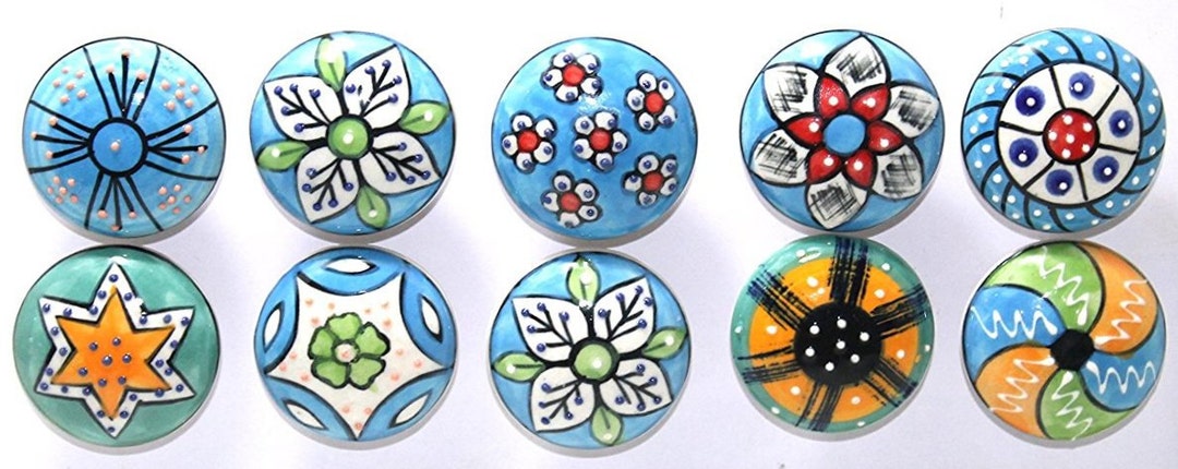 Sky Blue Color Ceramic Knobs Drawer Pulls With Different - Etsy