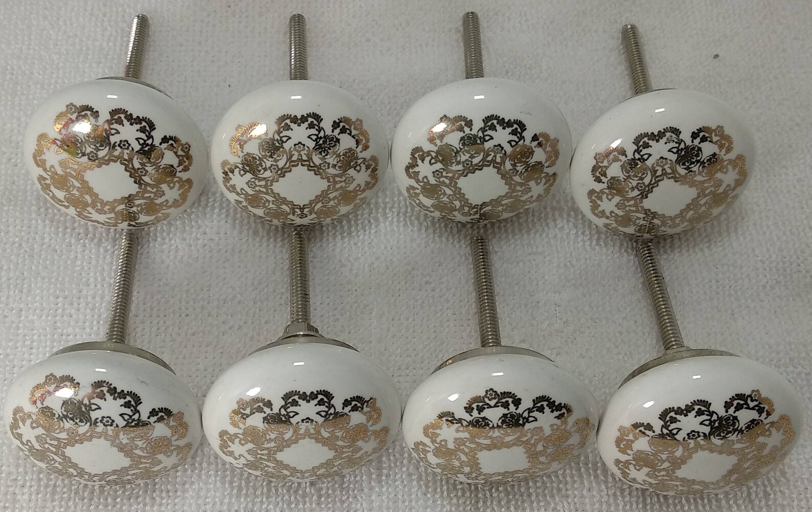 Lot von 8 Knäufe Golden flache Keramik Knäufe Handgemachte | Etsy