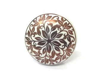 Handmade Ceramic Cabinet Knob, Decorative Floral Hardware