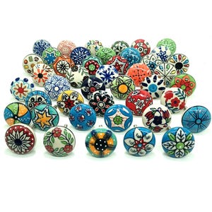 手作りのマルチカラーセラミックノブ、塗装されたキャビネットハードウェア 画像 1