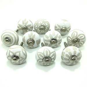 White Ceramic Knobs Vintage Look Ceramic Door Knobs Kitchen Cabinet Drawer Pulls Furniture Cabinet Knobs Hardware Knobs Cabinet Knobs