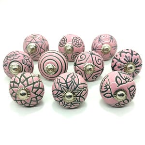 Pink Ceramic Pumpkin Knob, Vintage Style Drawer Pull