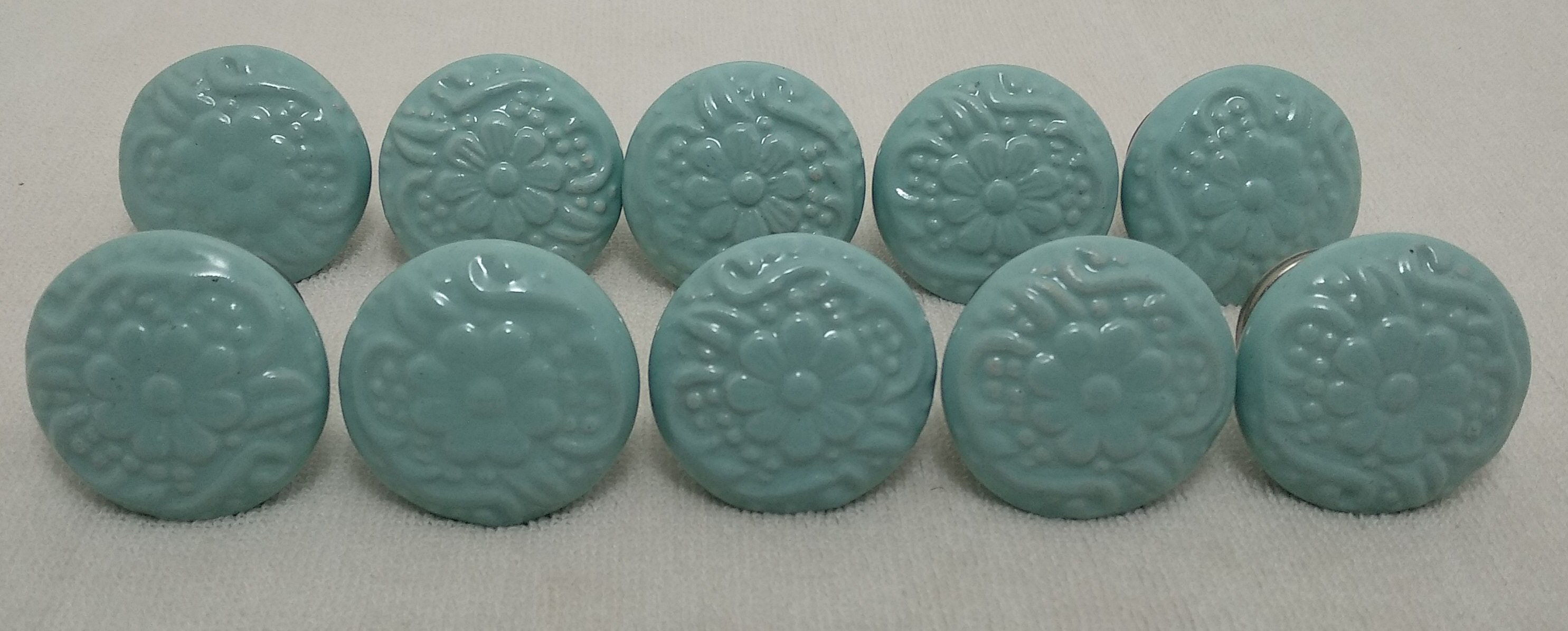 Hellblau Blumen Design Keramik Knäufe Handbemalte Keramik | Etsy