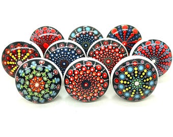 Handmade Multi Color Ceramic Cabinet Knobs, Decorative Hardware